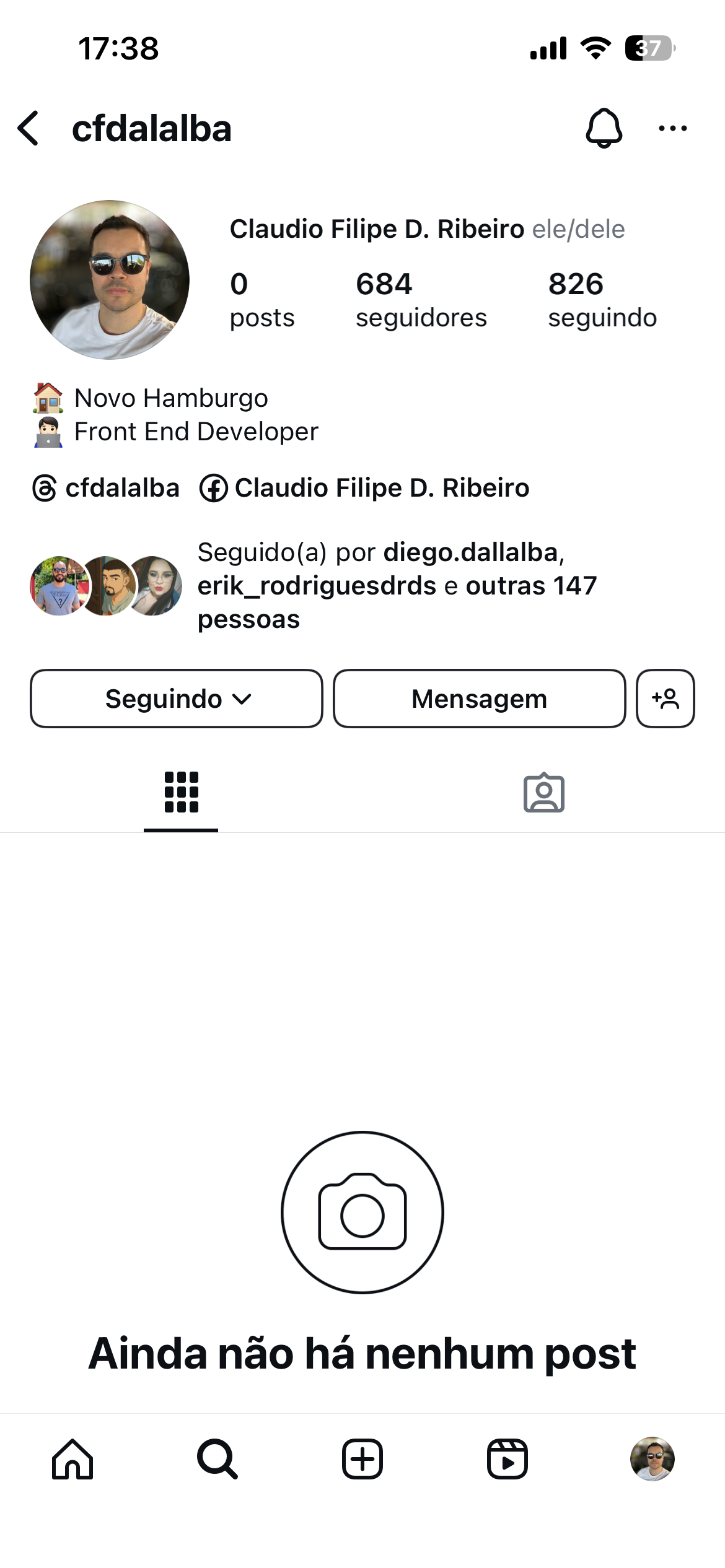Tela do Instagram